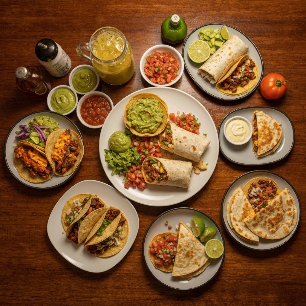 Mexican food spread